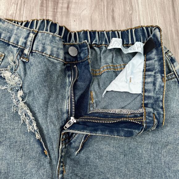 Shein Teen Y2K Style Distressed Baggy Wide Leg Patchwork Denim Jeans Size 16Y - Picture 7 of 9